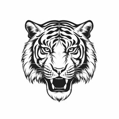 A tiger face in a black and white pattern - created with Generative AI technology