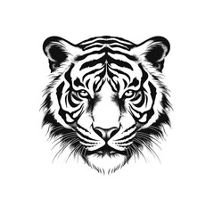 A tiger face in a black and white pattern - created with Generative AI technology