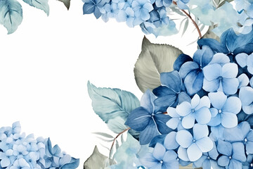 Hydrangeas n white background, copy space created with generative AI