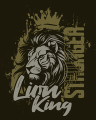Stronger Lion King With Crown Vector Art, Illustration and Graphic