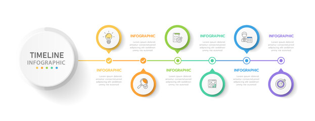 Infographic template for business. 6 Steps Modern Timeline diagram roadmap with circle topic chart, presentation vector infographic.