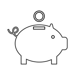 Piggy bank with coin. Icon piggy bank in a flat style. The concept of banking or business services. Vector illustration.