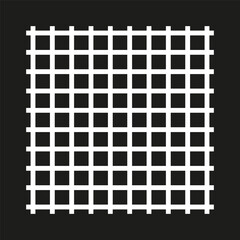 Retro white grid black background. Abstract geometric ornament. Vector illustration.