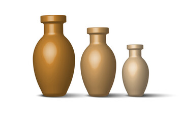 3d volumetric vases. Design element. Vector illustration.