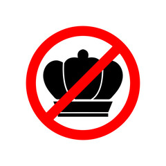 Forbidden crown flat sign design. No king vector sign. Prohibited prince vector icon on white background..eps