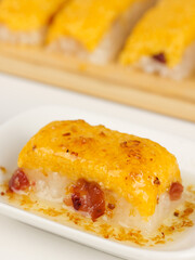 Pastry made of yellow rice(coarse rice), Panicum miliaceum and white sugar,traditional Chinese snack
