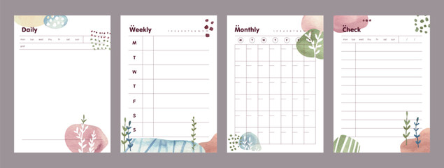 (Ocean) Daily weekly monthly check Planner template. Minimalist planner template set. Vector illustration.	 - obrazy, fototapety, plakaty