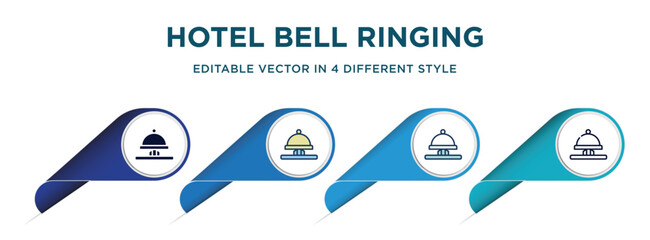 hotel bell ringing icon in 4 different styles such as filled, color, glyph, colorful, lineal color. set of vector for web, mobile, ui