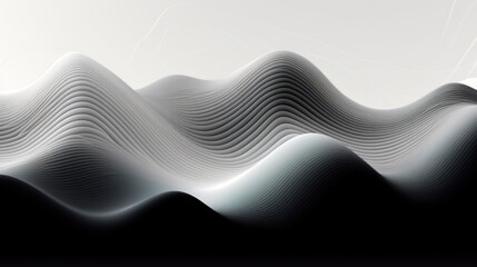 Illustration of black and white gradient waves flowing in the background created with Generative AI Technology	