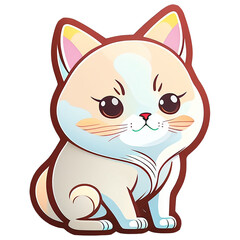 Cat sticker in a simple cute and colorful cartoon design