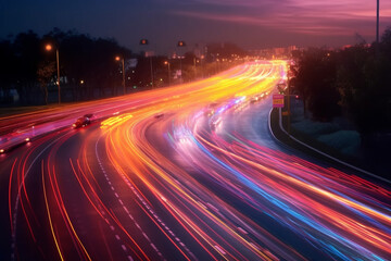 Speeding Cars on City Roads: Long Exposure Light Trails,  Generative AI