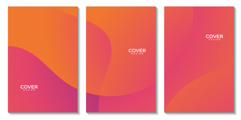 a set of flyers simple orange wave gradient background for business