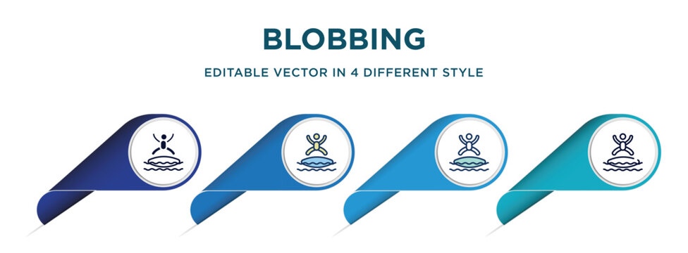 blobbing icon in 4 different styles such as filled, color, glyph, colorful, lineal color. set of vector for web, mobile, ui