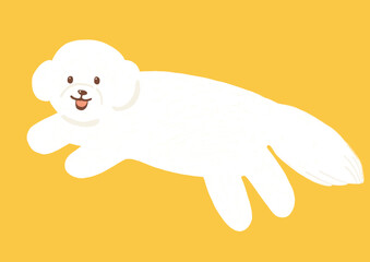 Illustration of a cute white dog.