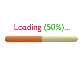 illustration of loading 50 percent, icon, transparent background.