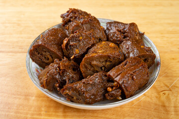 angle view spicy duck necks
