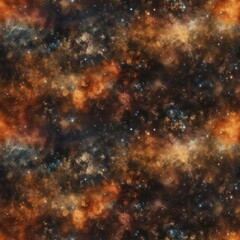 Seamless pattern texture of golden particles of star nebulae for background design. AI Generation 
