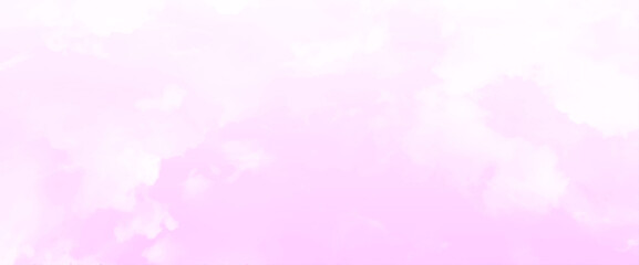 Pink sky background with white clouds. Clouds and bright pink sky. Vector image