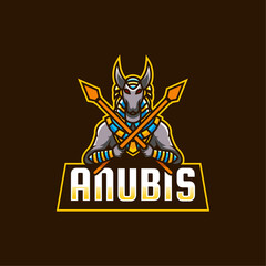 Vector Logo Illustration Anubis E-Sports and Sports Style.