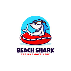Vector Logo Illustration Shark Mascot Cartoon Style.