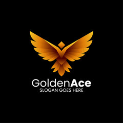 Vector Logo Illustration Golden Ace Gradient Colorful Style