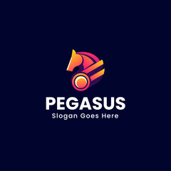 Vector Logo Illustration Pegasus Gradient Colorful Style