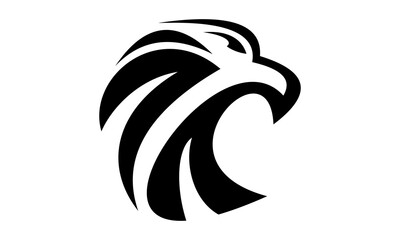 black eagle head illustration logo