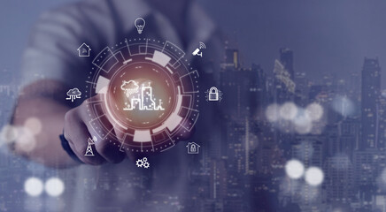 smart city concept Using digital infrastructure to create effective solutions and communications Other services using data .