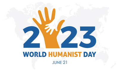 Obraz premium 2023 Concept World Humanist Day vector illustration template. Support, help, humanitarian theme banner.