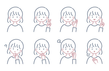 シンプルな女性のイラストセット