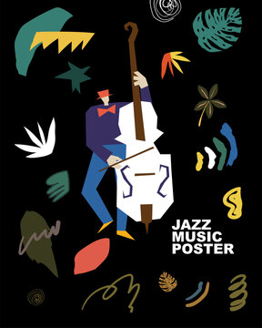 Vector template hand drawn abstract jazz poster