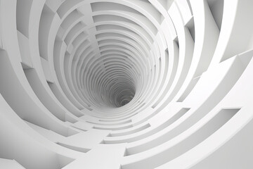 3d rendering, abstract futuristic background. White spiral tunnel. - obrazy, fototapety, plakaty