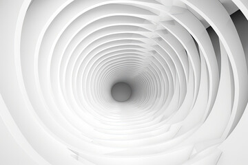 Fototapeta premium 3d rendering, abstract futuristic background. White spiral tunnel.