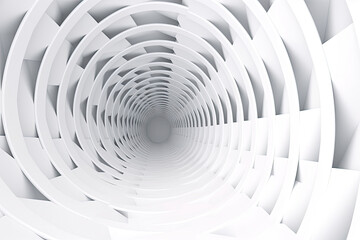 Naklejka premium 3d rendering, abstract futuristic background. White spiral tunnel.