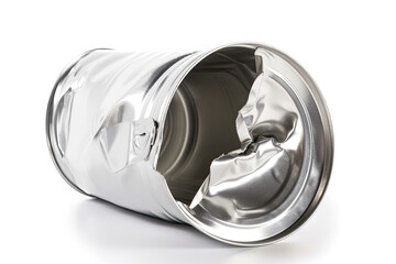 Empty crumpled can isolated on a white background