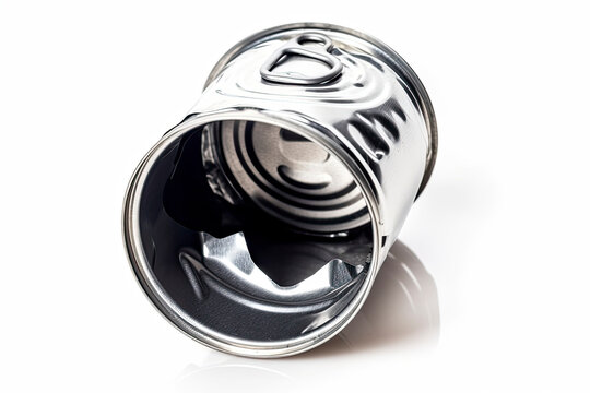 Empty crumpled can isolated on a white background