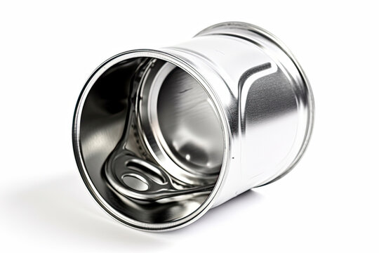 Empty crumpled can isolated on a white background