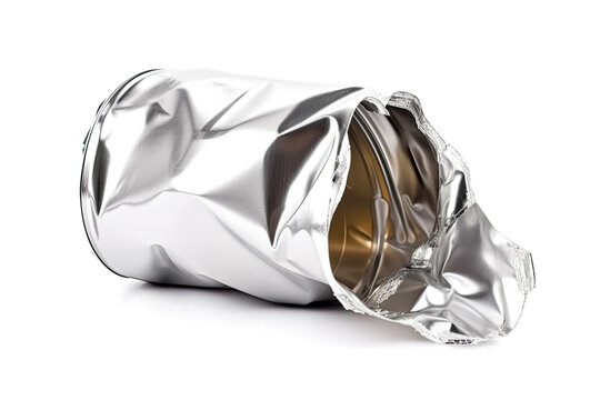 Empty crumpled can isolated on a white background