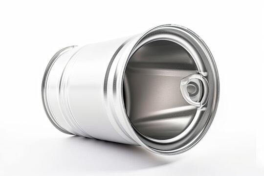 Empty crumpled can isolated on a white background