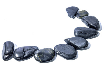 Spa composition  on white background. Stack of spa stones
