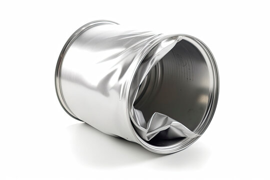 Empty crumpled can isolated on a white background
