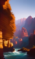 Beautiful rock mountain landscape for design template. Generative AI