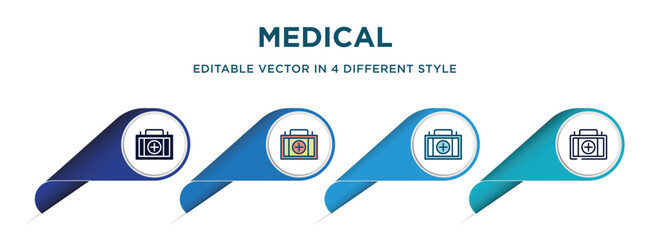 medical icon in 4 different styles such as filled, color, glyph, colorful, lineal color. set of vector for web, mobile, ui