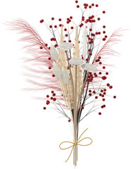 3D Render Christmas Dried Flowers Bouquet