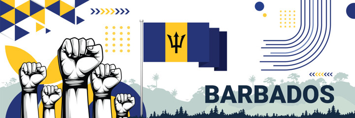 Celebrate Barbados independence in style with bold and iconic flag colors. raising fist in protest or showing your support, this design is sure to catch the eye and ignite your patriotic spirit!