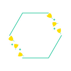 a green polygon with yellow flower vector illustration