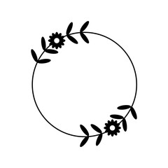 silhouette black wreath frame vector illustration