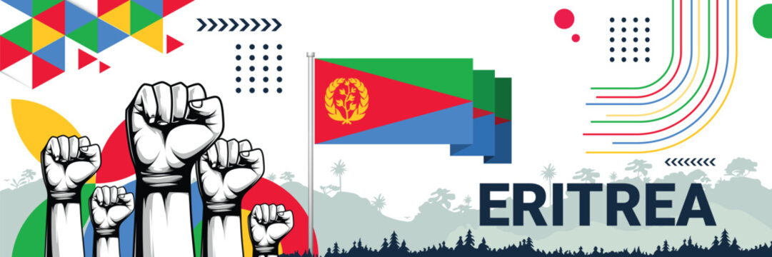 Celebrate Eritrea independence in style with bold and iconic flag colors. raising fist in protest or showing your support, this design is sure to catch the eye and ignite your patriotic spirit! - Powered by Adobe
