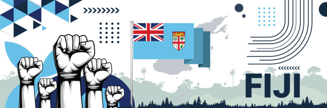 Celebrate Fiji independence in style with bold and iconic flag colors. raising fist in protest or showing your support, this design is sure to catch the eye and ignite your patriotic spirit!