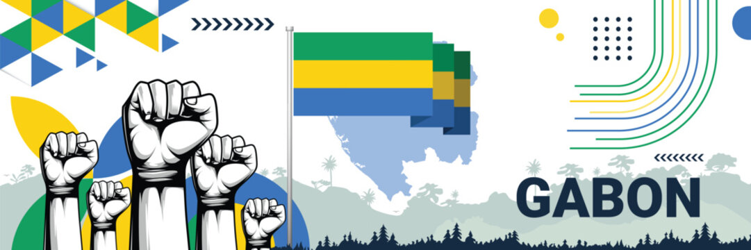 Celebrate Gabon independence in style with bold and iconic flag colors. raising fist in protest or showing your support, this design is sure to catch the eye and ignite your patriotic spirit! - Powered by Adobe